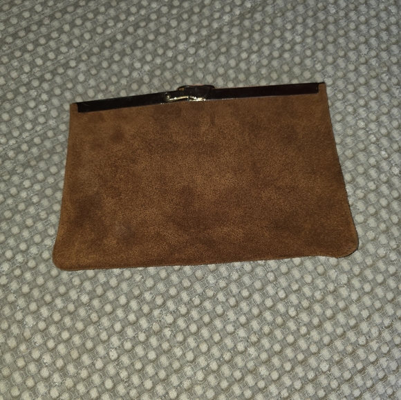 Vintage Elan Of California Brown Suede Flawless Clutch With Gold Chain - Picture 2 of 10